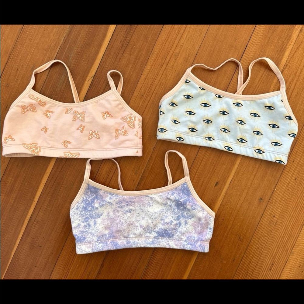 OOMBRA Stylish Kids' Printed Bralette Set - Pink, Blue, Cream
